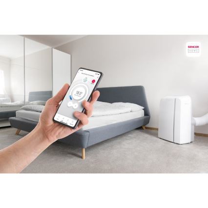 Sencor - Pametni mobilni klima uređaj 3u1 sa svom dodatnom opremom 1450W/230V 12000 BTU Wi-Fi bijela + daljinski upravljač