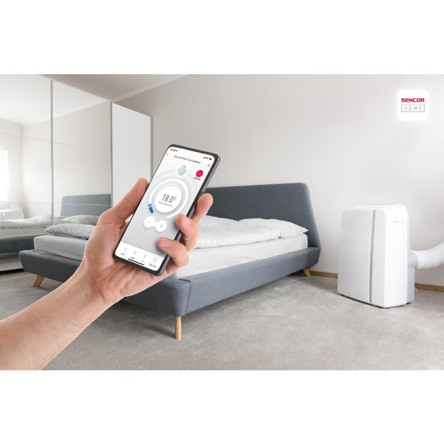 Sencor - Pametni mobilni klima uređaj 3u1 sa svom dodatnom opremom 1450W/230V 12000 BTU Wi-Fi bijela + daljinski upravljač