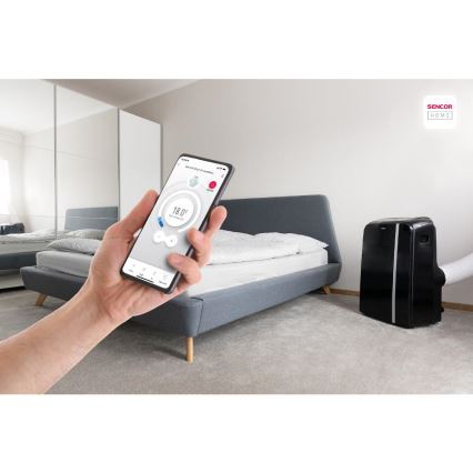Sencor - Pametni mobilni klima uređaj 3u1 sa svom dodatnom opremom 1450W/230V 12000 BTU Wi-Fi crna + daljinski upravljač