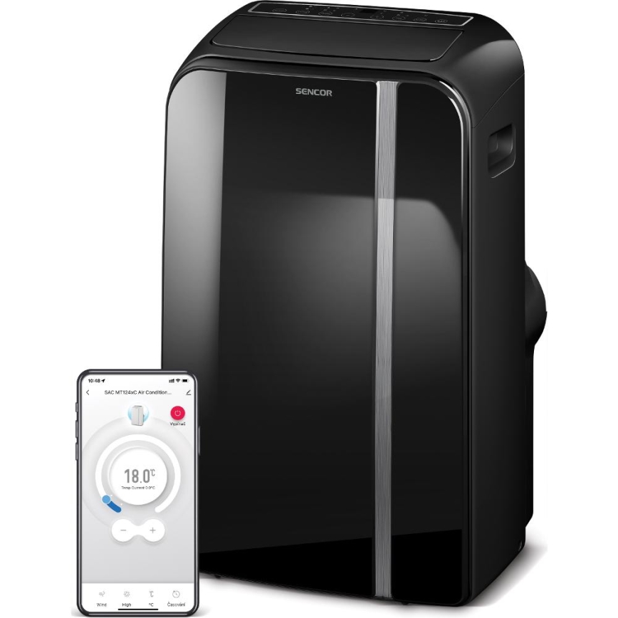 Sencor - Pametni mobilni klima uređaj 3u1 sa svom dodatnom opremom 1450W/230V 12000 BTU Wi-Fi crna + daljinski upravljač