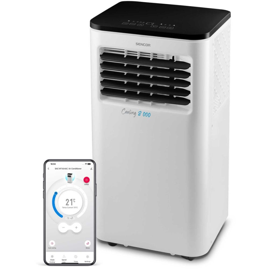 Sencor - Pametni mobilni klima uređaj 3u1 sa svom dodatnom opremom 805W/230V 8000 BTU Wi-Fi + daljinski upravljač