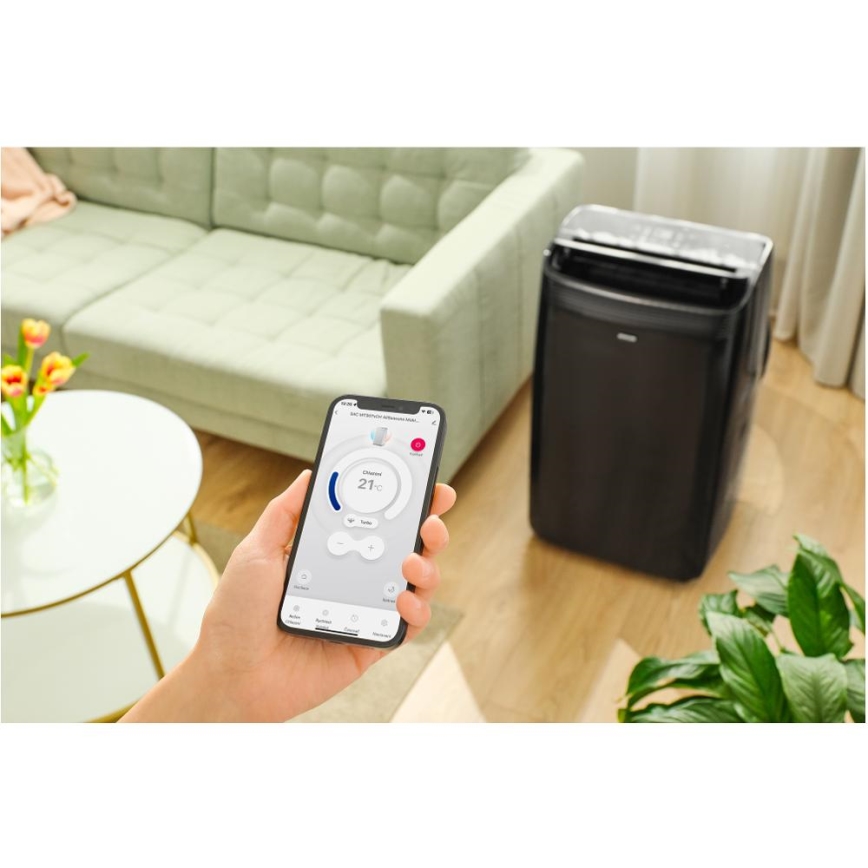Sencor - Pametni mobilni klima uređaj sa svom dodatnom opremom 900W/230V 9000 BTU Wi-Fi crna + daljinski upravljač
