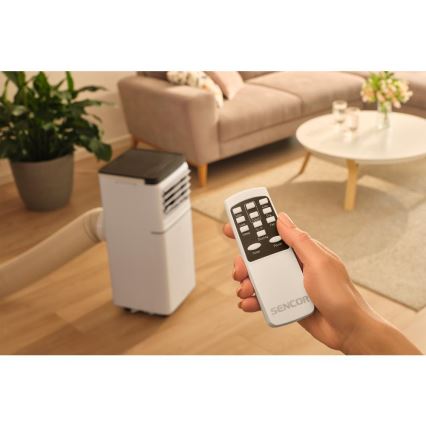 Sencor - Pametni prijenosni klima-uređaj 3u1 s kompletnom opremom, 760 W/230 V, 7000 BTU, Wi-Fi, bijeli + daljinski upravljač