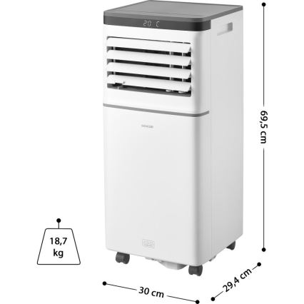 Sencor - Pametni prijenosni klima uređaj 3 u 1 s kompletnom opremom 815W/230V 8000 BTU Wi-Fi bijeli + daljinski upravljač