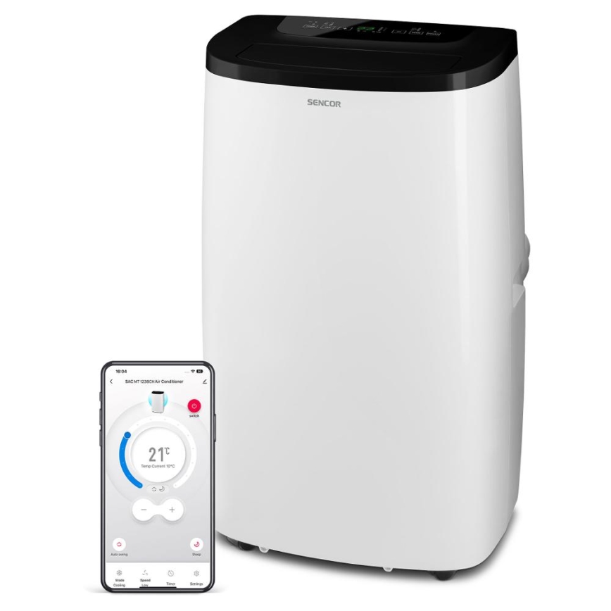 Sencor - Pametni mobilni klima uređaj 4 u 1 uključujući kompletnu opremu 1700W/230V 12000 BTU Wi‑Fi bijela + daljinski upravljač