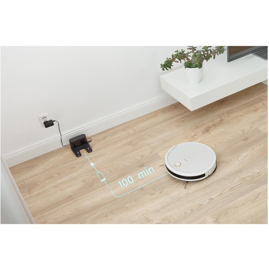 Sencor - Pametni robotski usisivač s mopom 2u1 28W/2600 mAh Wi-Fi bijela + daljinski upravljač