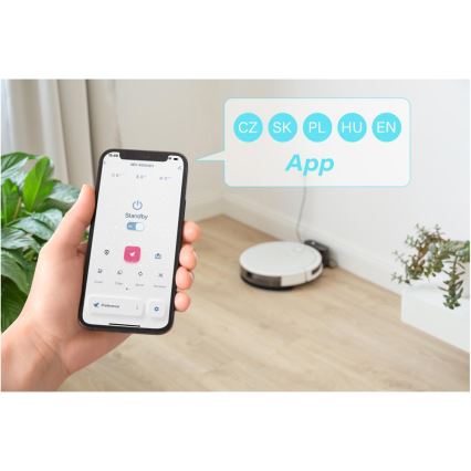 Sencor - Pametni robotski usisivač s mopom 2u1 28W/2600 mAh Wi-Fi bijela + daljinski upravljač