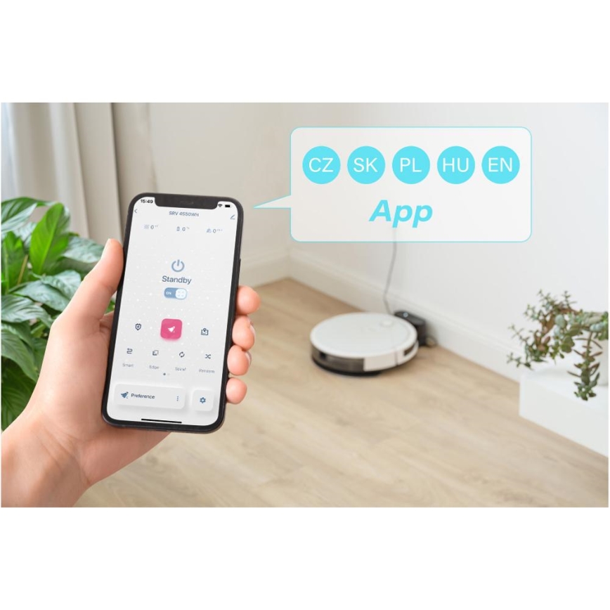 Sencor - Pametni robotski usisivač s mopom 2u1 28W/2600 mAh Wi-Fi bijela + daljinski upravljač