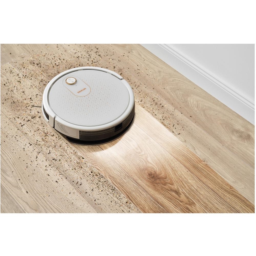 Sencor - Pametni robotski usisivač s mopom 2u1 28W/2600 mAh Wi-Fi bijela + daljinski upravljač