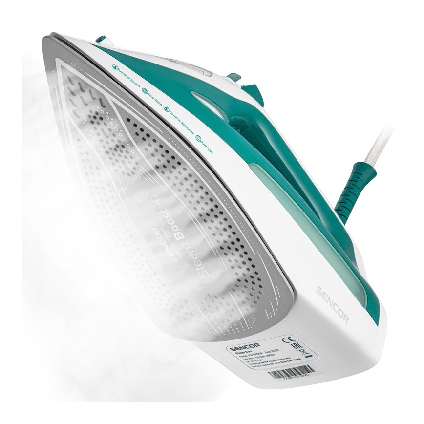 Sencor - Parno glačalo 2600W/230V tirkizna/bijela