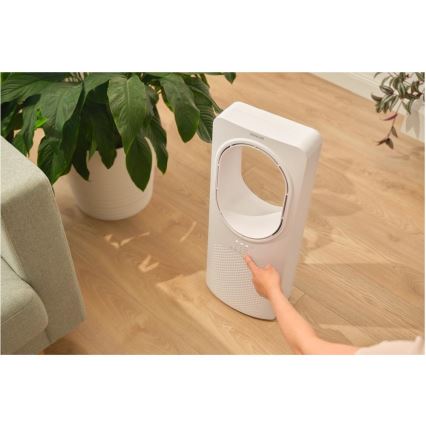 Sencor - Podni bezlopatni ventilator 50W/230V bijeli + daljinski upravljač