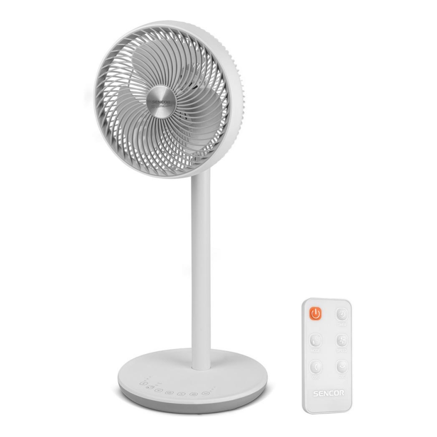 Sencor - Podni ventilator 3D UltraSilent 26W/230V bijela + daljinski upravljač