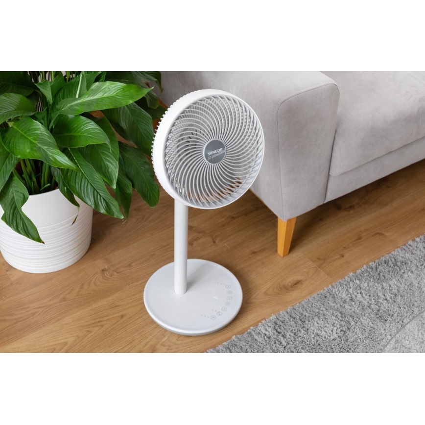 Sencor - Podni ventilator 3D UltraSilent 26W/230V bijela + daljinski upravljač
