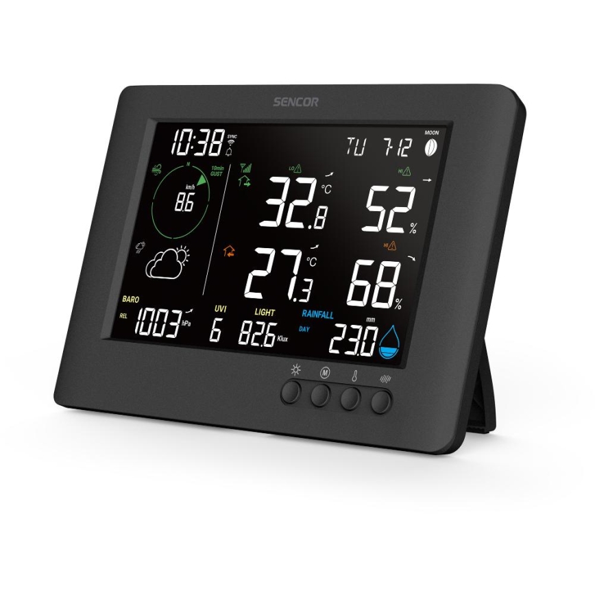 Sencor - Profesionalna meteorološka stanica s LCD zaslonom u boji i budilicom 5V/1xCR2032 + 3xAA Wi-Fi