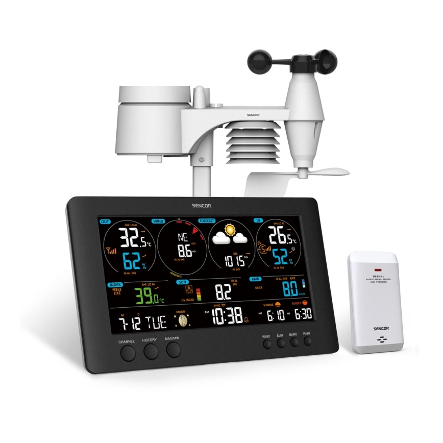 Sencor - Profesionalna meteorološka stanica s kolor LCD zaslonom 5V/1xCR2032 + 3xAA Wi-Fi