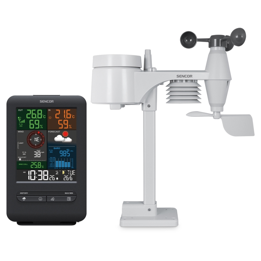 Sencor - Profesionalna meteorološka stanica s LCD zaslonom i budilicom 1xCR2032 + 3xAA