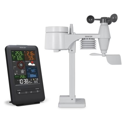 Sencor - Profesionalna meteorološka stanica s LCD zaslonom i budilicom 1xCR2032 + 3xAA