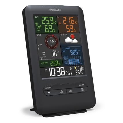Sencor - Profesionalna meteorološka stanica s LCD zaslonom i budilicom 1xCR2032 + 3xAA