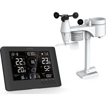 Sencor - Profesionalna meteorološka stanica s LCD zaslonom u boji i budilicom 5V/1xCR2032 + 3xAA