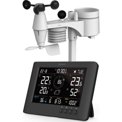Sencor - Profesionalna meteorološka stanica s LCD zaslonom u boji i budilicom 5V/1xCR2032 + 3xAA