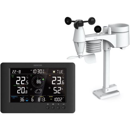 Sencor - Profesionalna meteorološka stanica s LCD zaslonom u boji i budilicom 5V/1xCR2032 + 3xAA