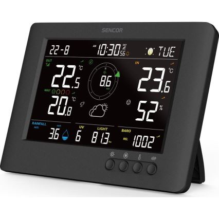 Sencor - Profesionalna meteorološka stanica s LCD zaslonom u boji i budilicom 5V/1xCR2032 + 3xAA