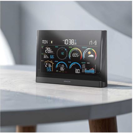 Sencor - Profesionalna meteorološka stanica s LCD zaslonom u boji i budilicom 5V/3xAAA + 3xAA