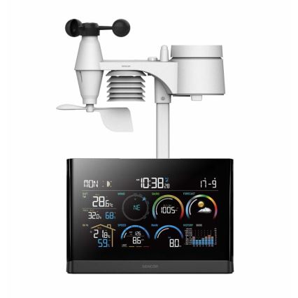Sencor - Profesionalna meteorološka stanica s LCD zaslonom u boji i budilicom 5V/3xAAA + 3xAA