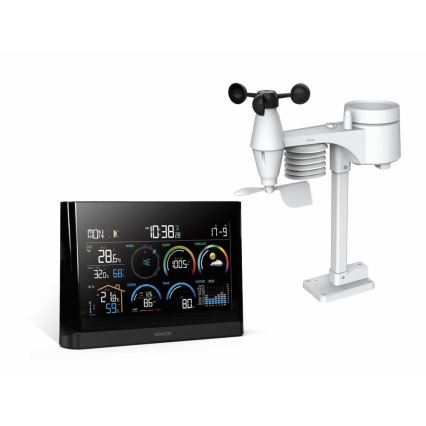 Sencor - Profesionalna meteorološka stanica s LCD zaslonom u boji i budilicom 5V/3xAAA + 3xAA