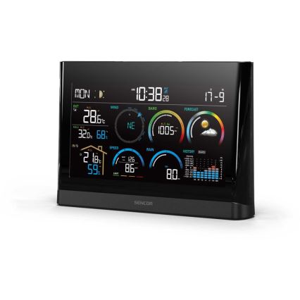 Sencor - Profesionalna meteorološka stanica s LCD zaslonom u boji i budilicom 5V/3xAAA + 3xAA