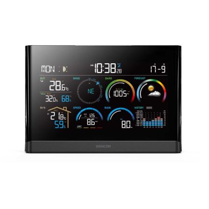 Sencor - Profesionalna meteorološka stanica s LCD zaslonom u boji i budilicom 5V/3xAAA + 3xAA
