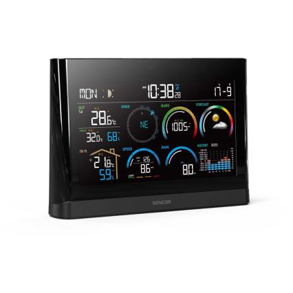 Sencor - Profesionalna meteorološka stanica s LCD zaslonom u boji i budilicom 5V/3xAAA + 3xAA