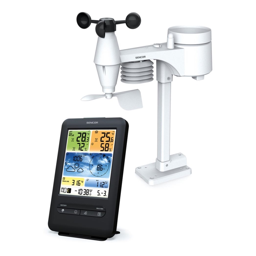 Sencor - Profesionalna meteorološka stanica s LCD zaslonom u boji 1xCR2032 + 3xAA Wi-Fi