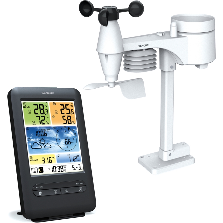 Sencor - Profesionalna meteorološka stanica s LCD zaslonom u boji 1xCR2032 + 3xAA Wi-Fi