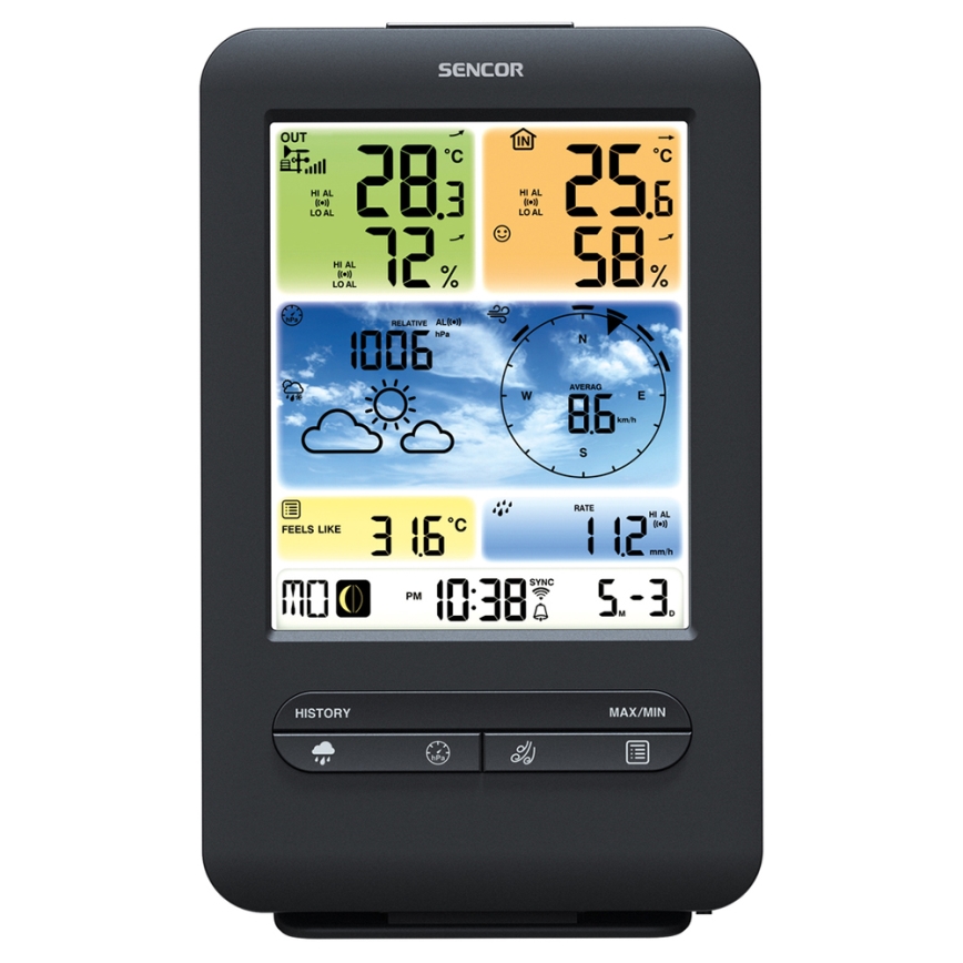 Sencor - Profesionalna meteorološka stanica s LCD zaslonom u boji 1xCR2032 + 3xAA Wi-Fi