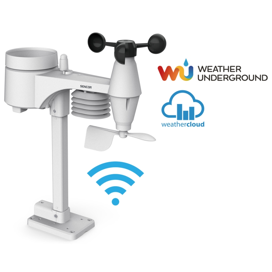 Sencor - Profesionalna meteorološka stanica s LCD zaslonom u boji 1xCR2032 + 3xAA Wi-Fi