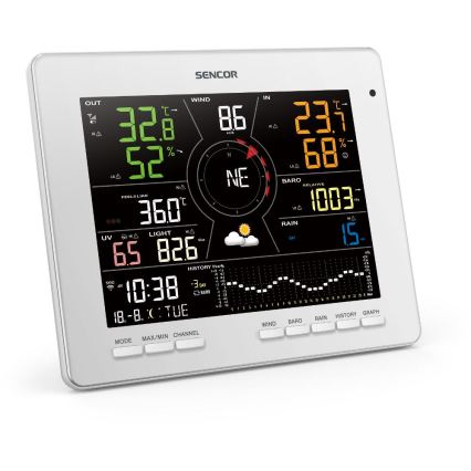 Sencor - Profesionalna meteorološka stanica s LCD zaslonom u boji 5V 1xCR2032 + 3xAA + 2xAA Wi-Fi Tuya