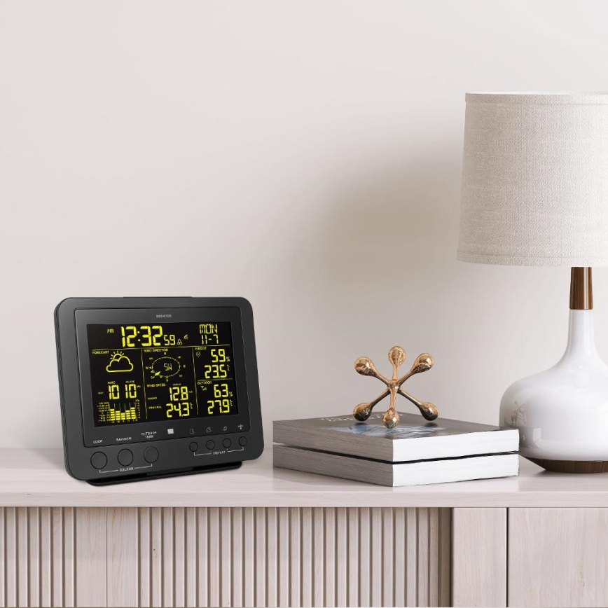 Sencor - Profesionalna meteorološka stanica s LCD zaslonom u boji 5V/1xCR2032 + 3xAA