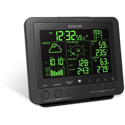 Sencor - Profesionalna meteorološka stanica s LCD zaslonom u boji 5V/1xCR2032 + 3xAA