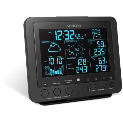 Sencor - Profesionalna meteorološka stanica s LCD zaslonom u boji 5V/1xCR2032 + 3xAA