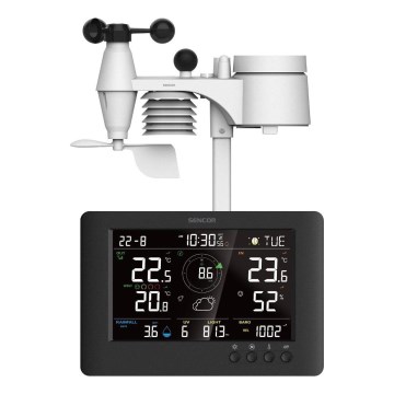 Sencor - Profesionalna meteorološka stanica s LCD zaslonom u boji i budilicom 5V/1xCR2032 + 3xAA