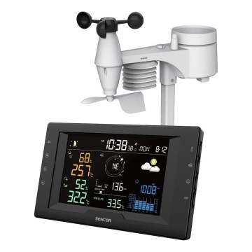 Sencor - Profesionalna meteorološka stanica s višebojnim LCD zaslonom i budilicom 5V/1xCR2032 + 3xAA