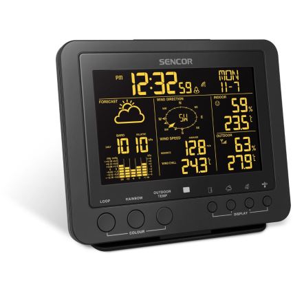 Sencor - Profesionalna meteorološka stanica s kolor LCD zaslonom 5V/1xCR2032 + 3xAA