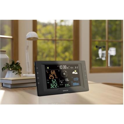Sencor - Profesionalna meteorološka stanica s višebojnim LCD zaslonom i budilicom 5V/1xCR2032 + 3xAA