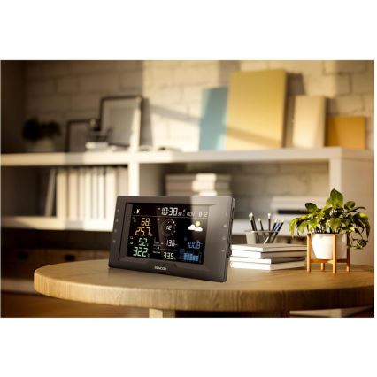 Sencor - Profesionalna meteorološka stanica s višebojnim LCD zaslonom i budilicom 5V/1xCR2032 + 3xAA