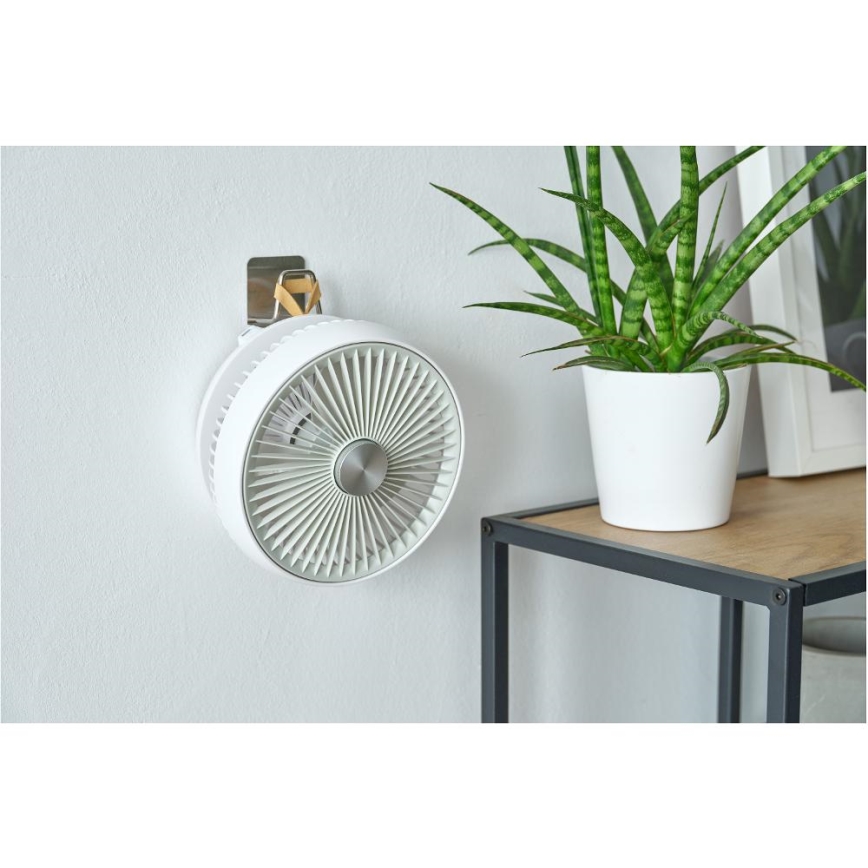 Sencor - Punjivi stolni ventilator 5W/5V 4000 mAh bijeli