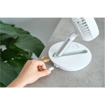 Sencor - Punjivi stolni ventilator 5W/5V 4000 mAh bijeli