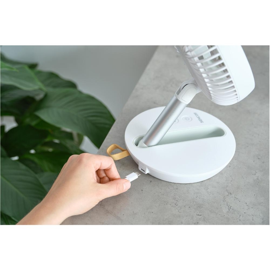 Sencor - Punjivi stolni ventilator 5W/5V 4000 mAh bijeli