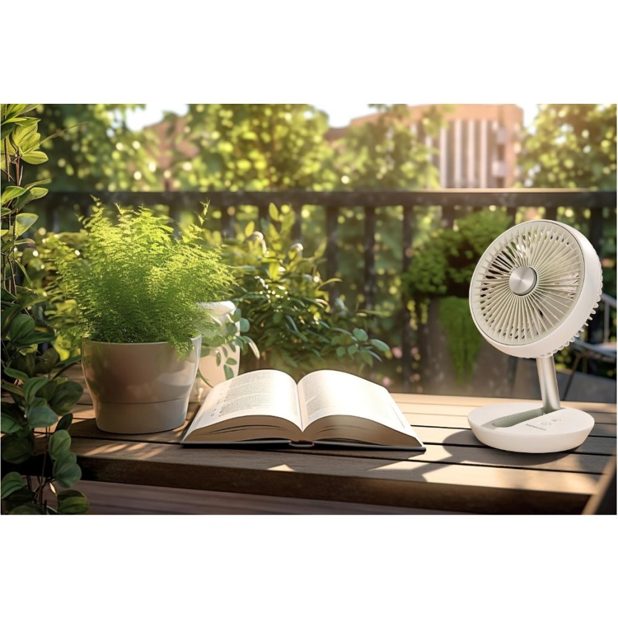 Sencor - Punjivi stolni ventilator 5W/5V 4000 mAh bijeli