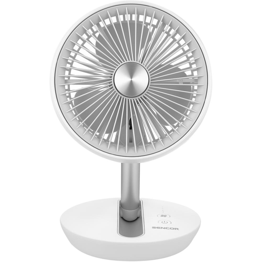 Sencor - Punjivi stolni ventilator 5W/5V 4000 mAh bijeli